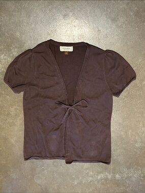 Sonoma Short Sleeve Front-Tie Top in Chocolate Brown - Women M READ ✅